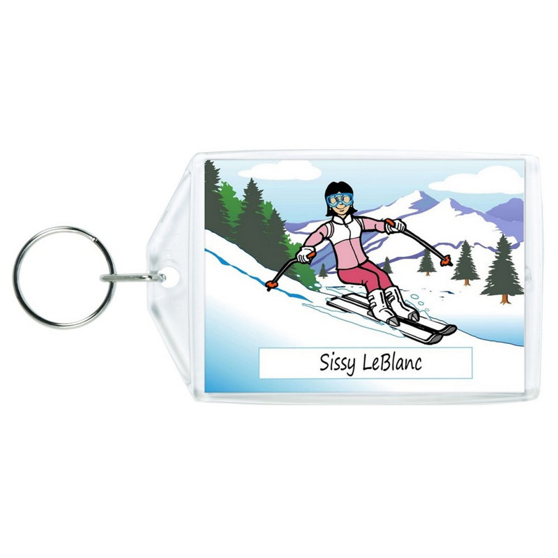 Porte-clés personnalisé en acrylique Skier, Snow