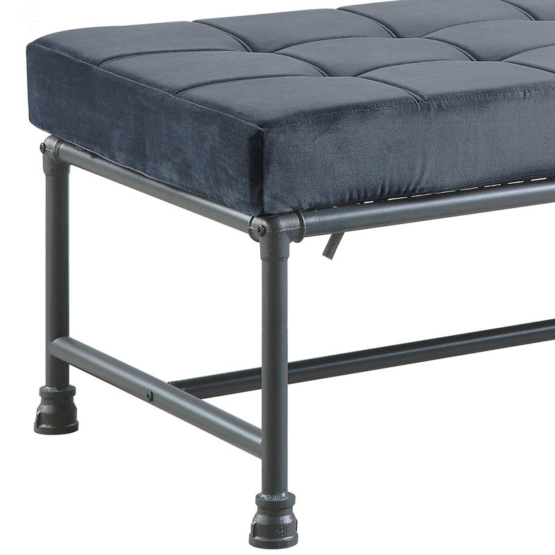 Banc en velours Brantley et finition gris sable