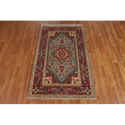 Geometric Wool Traditional Indian Rug 3x5