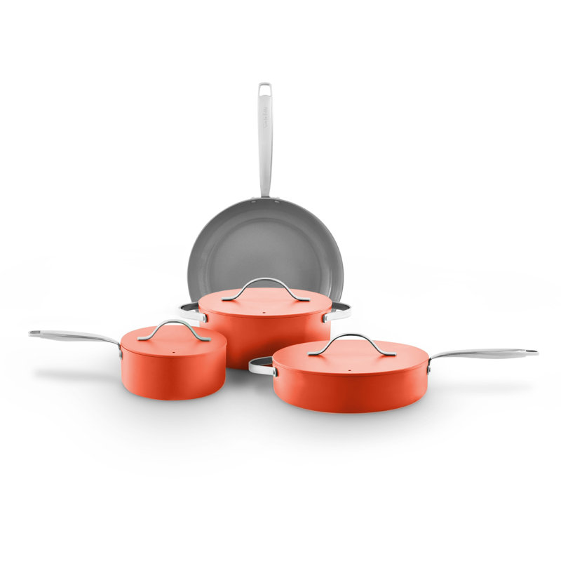Colour Me Happy 4 Piece Cookware Set, 28cm Frying Pan, 20cm Saucepan, 24cm Casserole, 28cm Multi-Pan, Lids with Steam Release Vents (No Lid with Frying Pan), Induction Compatible, Green