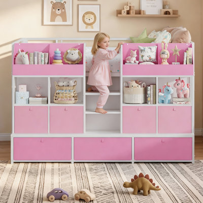 Lit mezzanine enfant simple avec tiroirs et étagères de rangement et coffres à jouets, lit capitaine plateforme en métal avec éclairage DEL et chargeur intégré