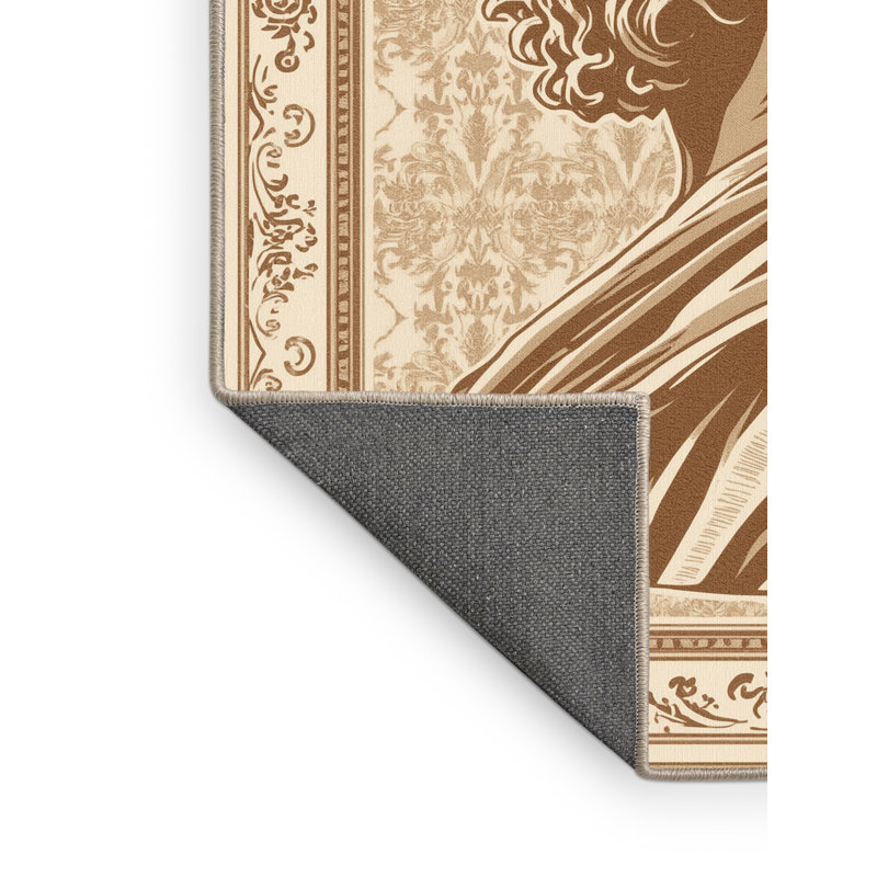 Tapis en peluche beige moelleux et moelleux avec motif antique, 3 X 5