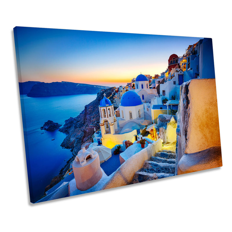Greece Sunset Santorini - Wrapped Canvas Print, 50.8cm H x 76.2cm W x 2cm D