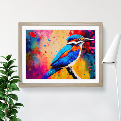 Kingfisher Bird Splashed Vol.1 Abstract - Framed Print