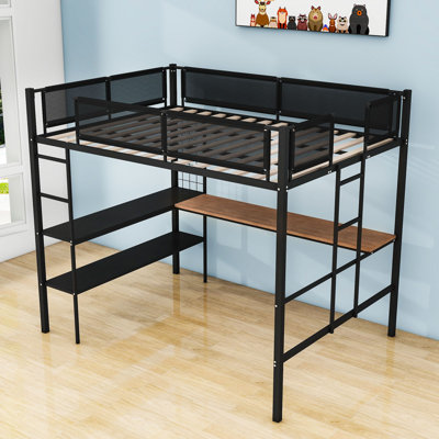 Lit mezzanine double avec bureau et tablettes Groton