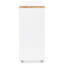 Grand îlot de cuisine avec éclairage DEL, prises électriques, blanc, table coulissante réglable et spacieuse, 2 portes vitrées cannelées, rangement