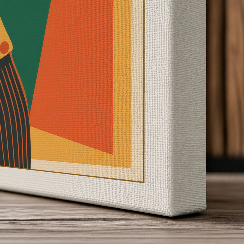Musician in Motion Art Deco 1 Piece Wrapped Canvas Wall Art, 24x16 - 61.0 x 40.6 cm, Cream Border