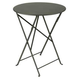 Bistro Round Metal Folding Outdoor Bistro Table With Umbrella Hole , in. W in. D
