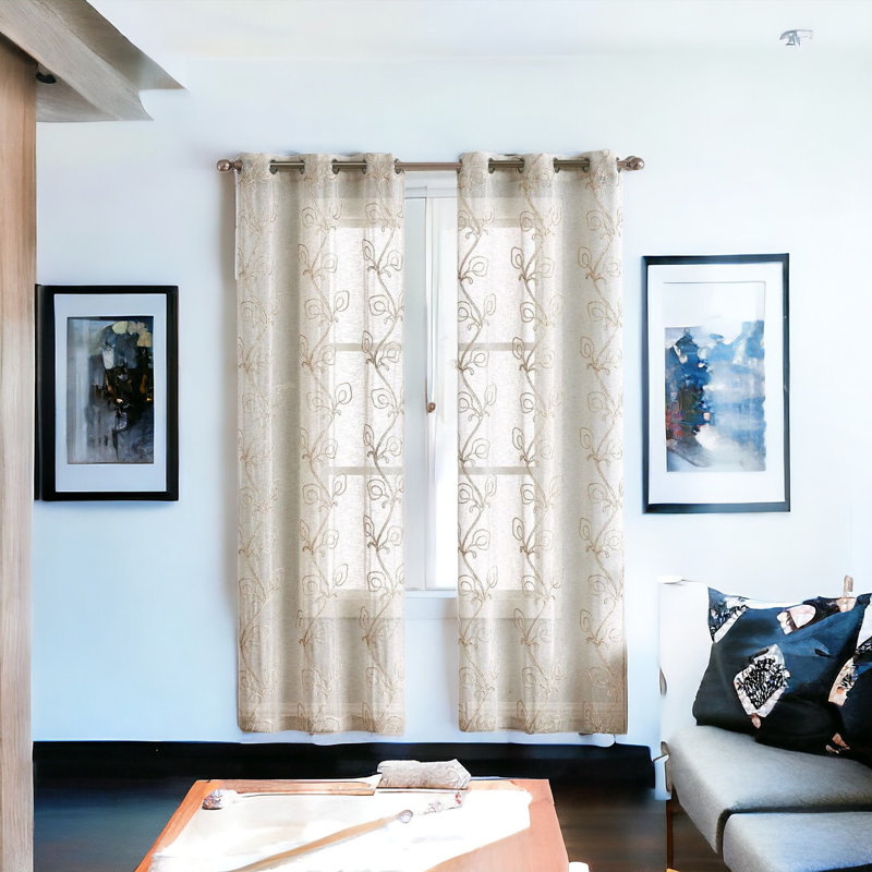 Boho Embroidered Window, 76" W x 84" L, Linen