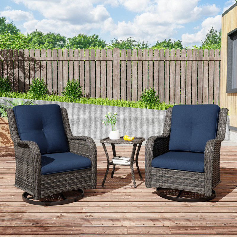 2 - Person Outdoor Conversation Sets with Cushions, Blue