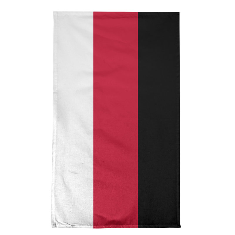 Anaheim Stripe Tea Towel Kitchen Towel, Poly Twill, Off White/Scarlet Red/Black