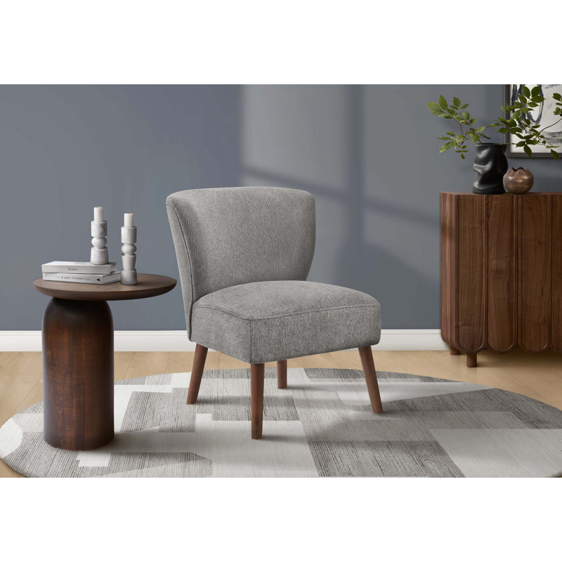 Chaise d'appoint rembourrée de style Mid-Century avec pieds en noyer, Green