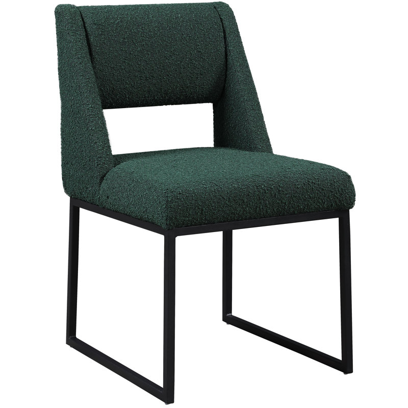 18.2'' H Upholstered Side Chair, Green Boucle Fabric