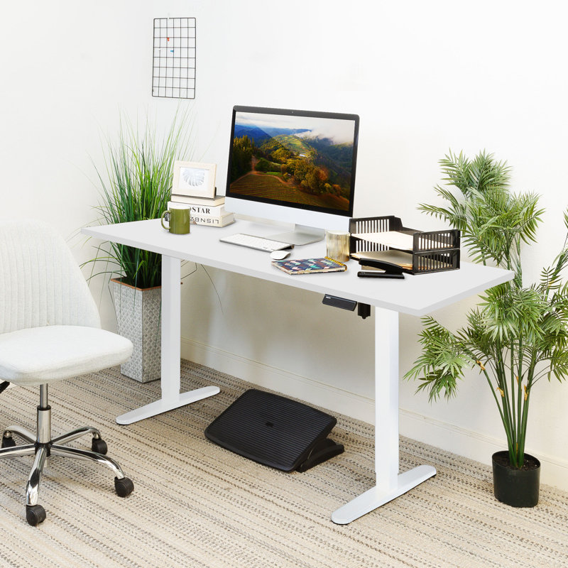 Mount-It Ultimate Dual Motor Electric Standing Desk with 48" Tabletop, White/White, 49.4" H x 59" W x 29.5" D