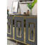 Console Adams, anthracite et or, 59,1 po x 29,5 po x 12,6 po | 100% panneau de particules enduit de mélamine, épaisseur: 0,7 pouce | Fixation murale avec de nombreuses tablettes, design géométrique élégant pour une décoration glamour-120466139-120466144