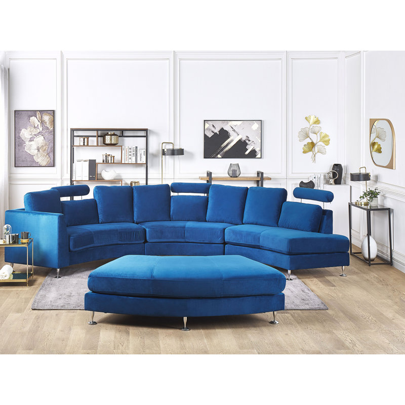 Balsamo 8 Seater Velvet Large Corner Sofa , Blue