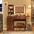 Damietta Vanity Desk with LED Lighted Mirror & Power Outlet, Makeup Table with Drawers & Cabinet,Storage Stool,Dressing Table for Bedroom-1270965232