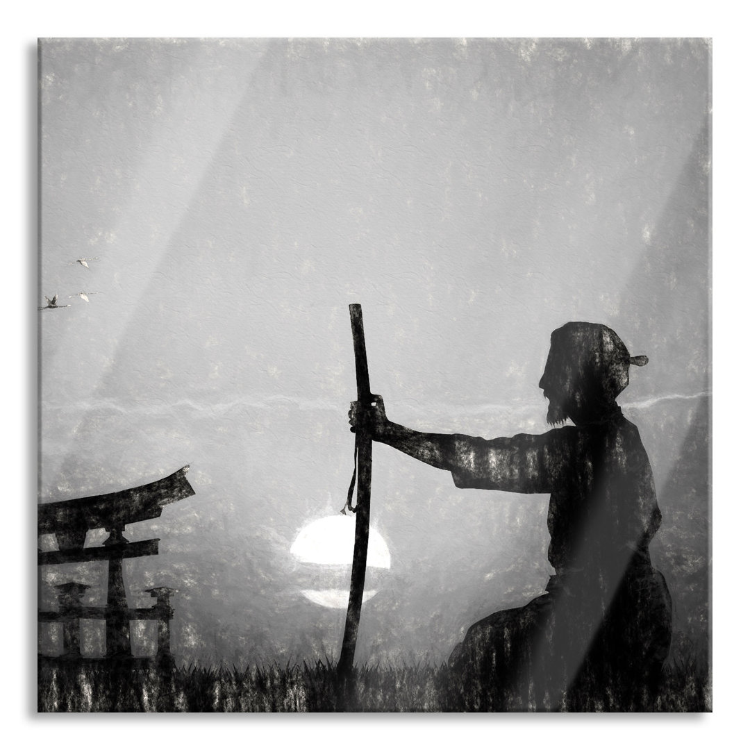 Ungerahmtes Foto auf Glas "Samurai-Meister vor dem Horizont"