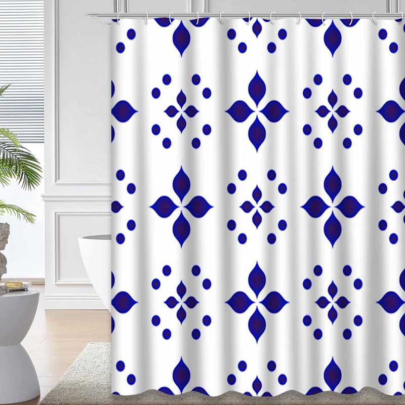 Rideau de douche Tile Blue, L 72 po x l 84 po