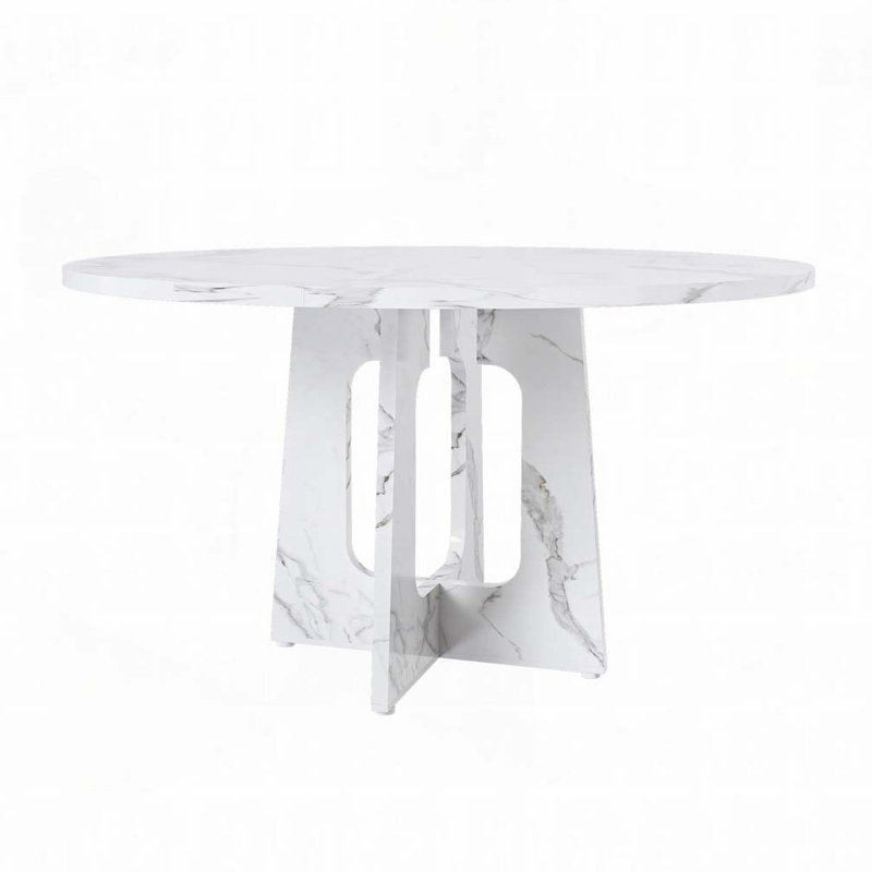 47.24" Round Dining Table,Farmhouse MDF Table, White