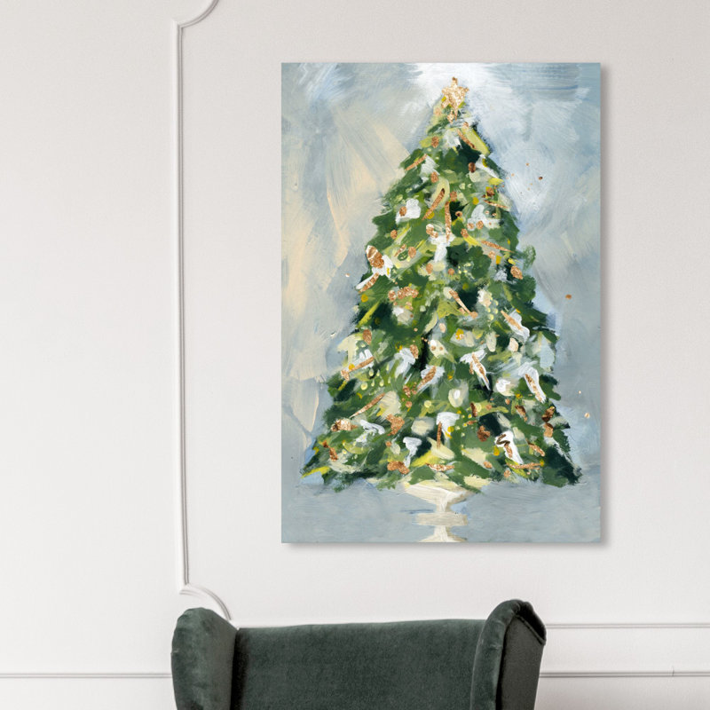 «Christmas Tree 3», peinture sur toile, H 45 po x l 30 po x P 2 po, Toile tendue
