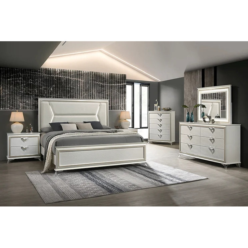 Ensemble de chambre à coucher avec grand lit 4 pièces Malanh