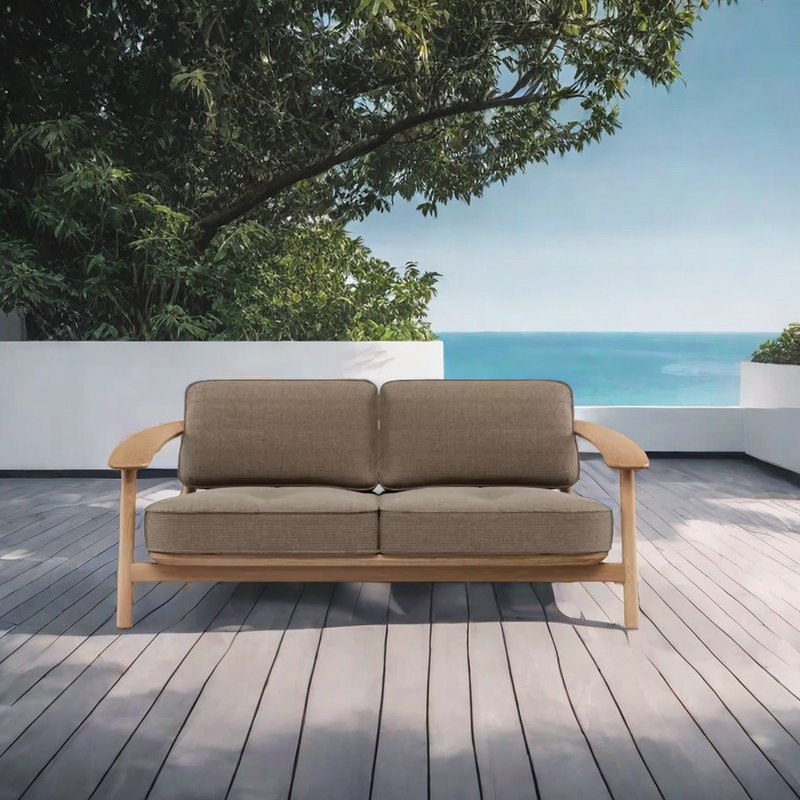 Canapé d'extérieur moderne simple en éponge 69,29 avec coussins Sunbrella®, Brun, Brun clair