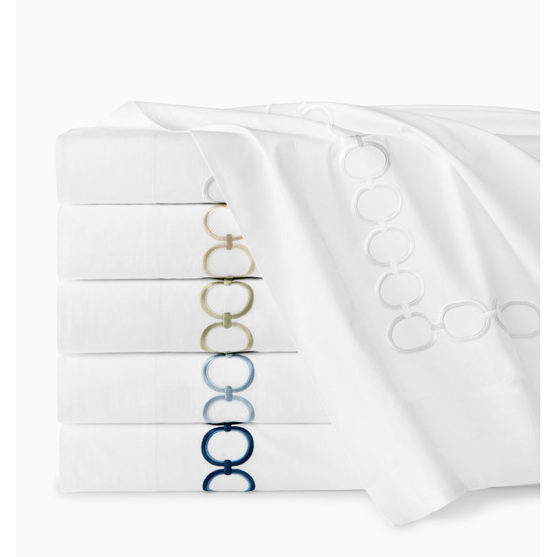Catena Percale Flat Sheet, King, White/Navy