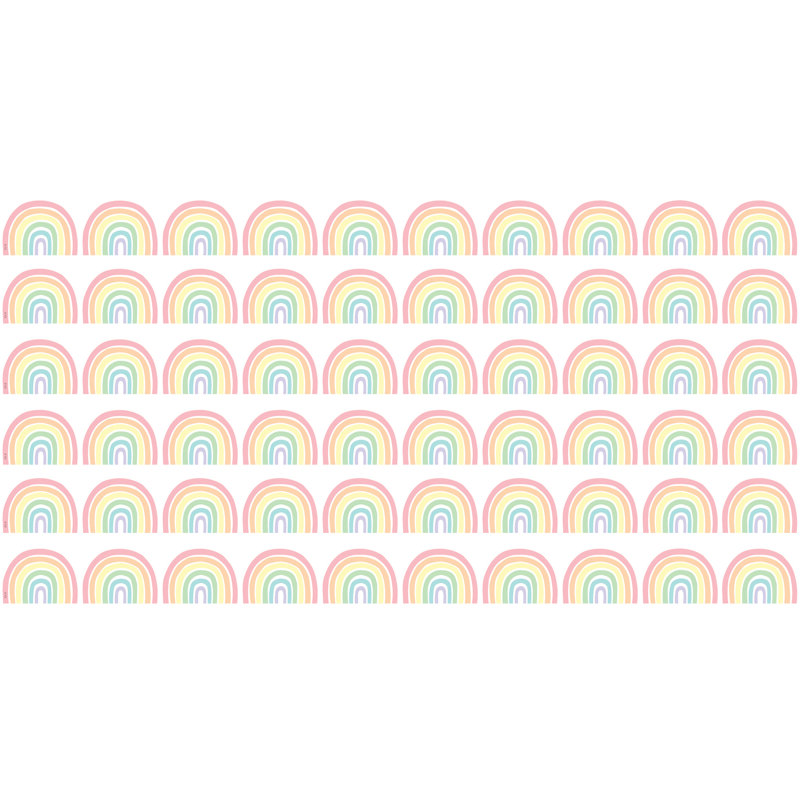 Teacher Created Resources Pastel Pop Rainbows Die-Cut Border Trim, 35 Feet Per Pack, 6 Packs