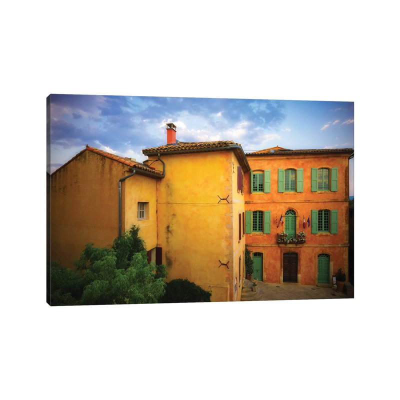 France, Roussillon. Painted House In Village. by Jaynes Gallery - Wrapped Canvas Print, 66.04 cm H x 45.72 cm W