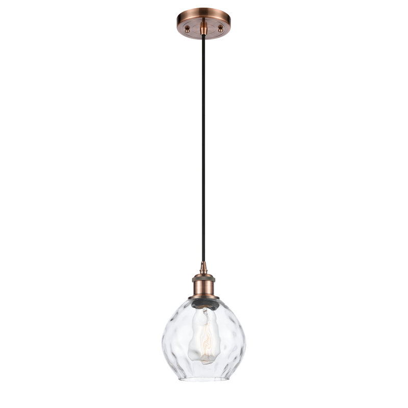 Luminaire suspendu simple à 1 lumière Jaron, Ampoule non incluse, Cuivre antique
