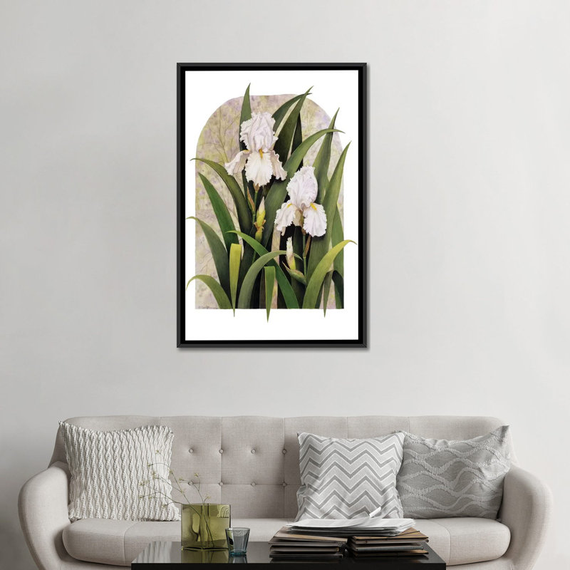 « iris vignette », impression sur toile, H 26 po x l 18 po x P 1,5 po, Toile avec cadre noir, Pas de tapis