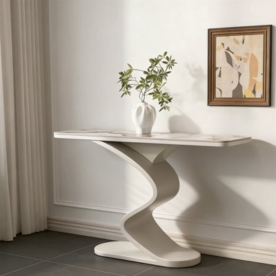 Modern minimalist entryway console table against the wall