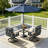 Square Metal Outdoor Dining Table with Umbrella Hole - Slatted Tabletop, Weather-Resistant for Patio, Garden, Backyard