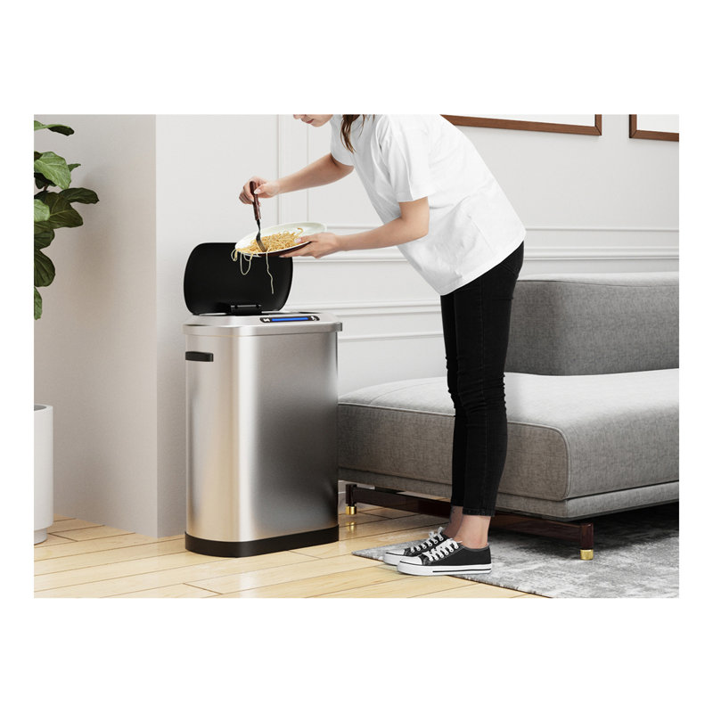 50L Smart automatic Trash Cans -  Full Intelligent Sensor, Black/Silver