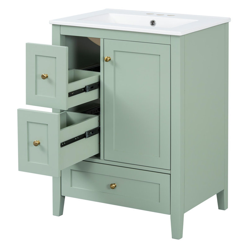 Meuble-lavabo 24 po avec lavabo et rangement polyvalent, Vert