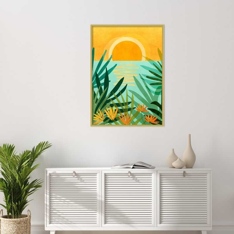 «Peaceful Tropics» par Cloquet, impression sur bois encadrée, H 41 po x l 30 po