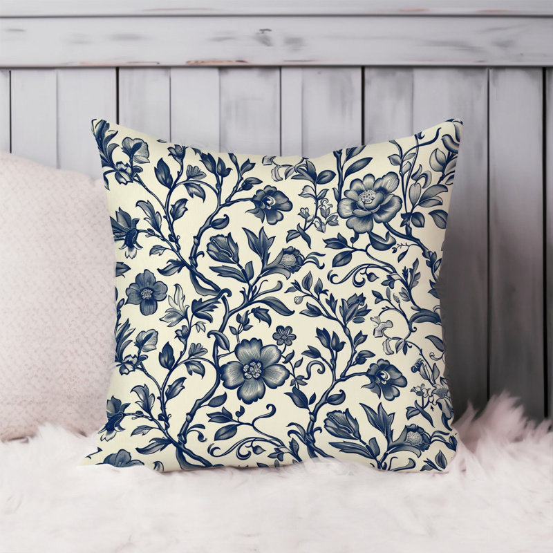 Animals William Morris Birds Damask Pattern I Cottage, 18"H x 18"W, Botanical William Morris Blue Plants Pattern VI