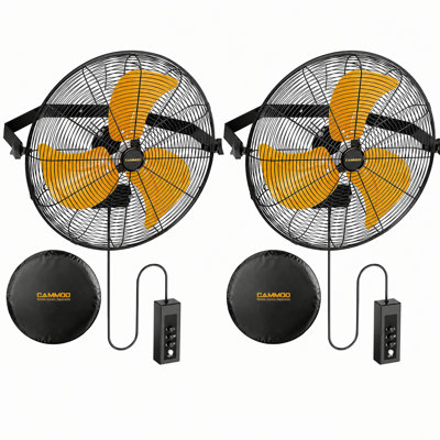 Cammoo 2-pack 18 Inch Wall Mount Fan, 360°tilt Adjustment, 3-speed Ip44 Industrial Commercial Outdoor Wall Fan For Greenhouse, Garage, Workshop, Warehouse, Covered Patio