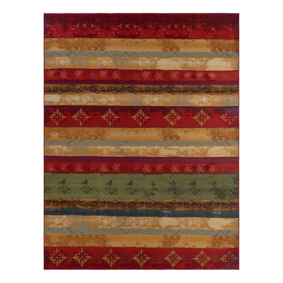 Tapis intérieur / extérieur à motif floral rouge / beige Merrimac