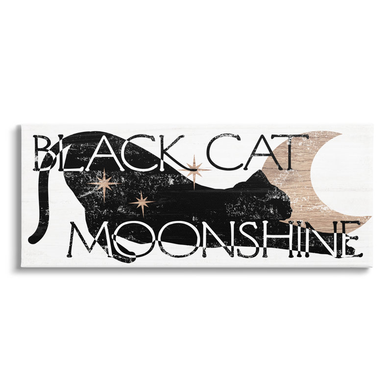 «Black Cat Moonshine Weathered Halloween Moon Sign» par Daphne Polselli, impression sur toile tendue