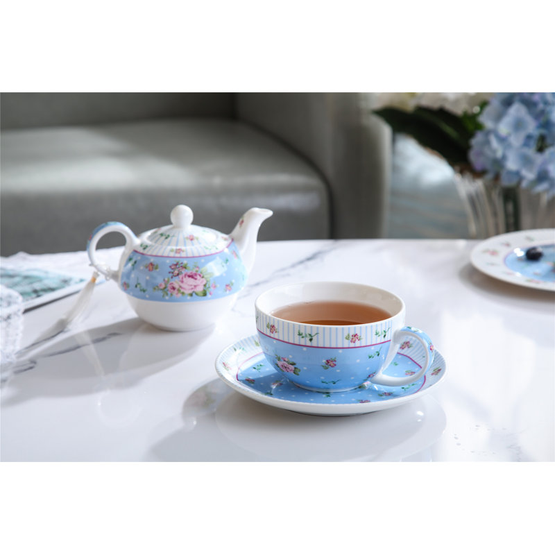 Edick Bone China Teacup and Saucer, Pink