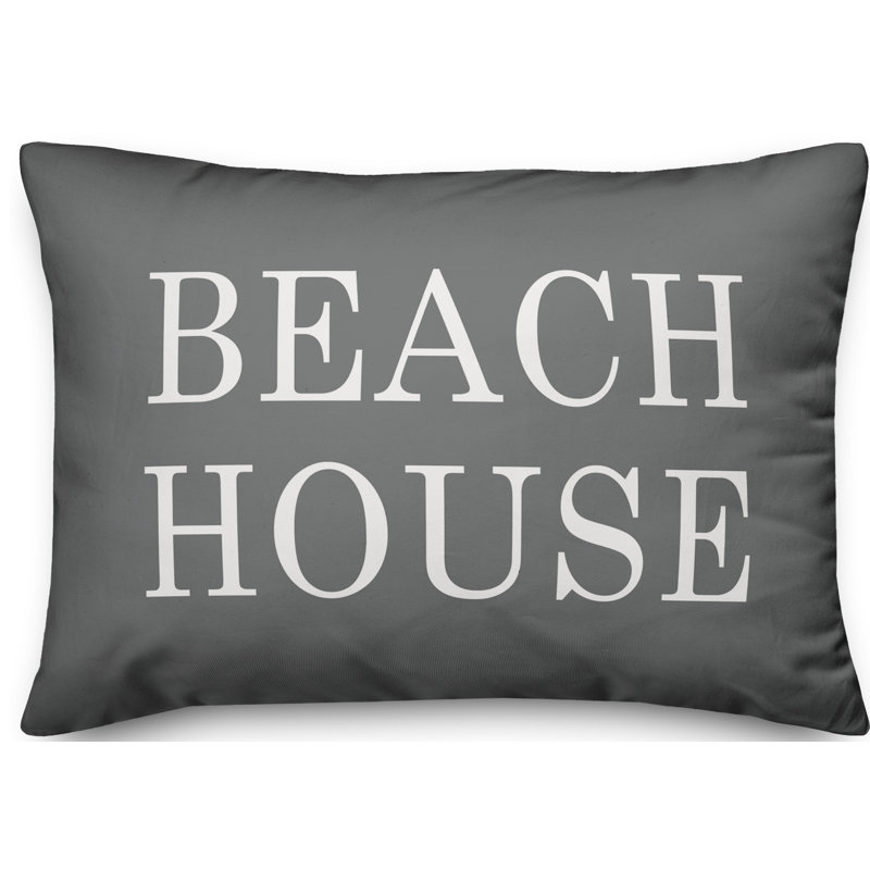 Textual Outdoor Throw Pillow, Gray