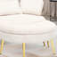 Chaise d'appoint ronde en velours côtelé avec appui-tête réglable, coussins décoratifs et repose-pieds - Canapé-lit convertible pour petits espaces-1137800060