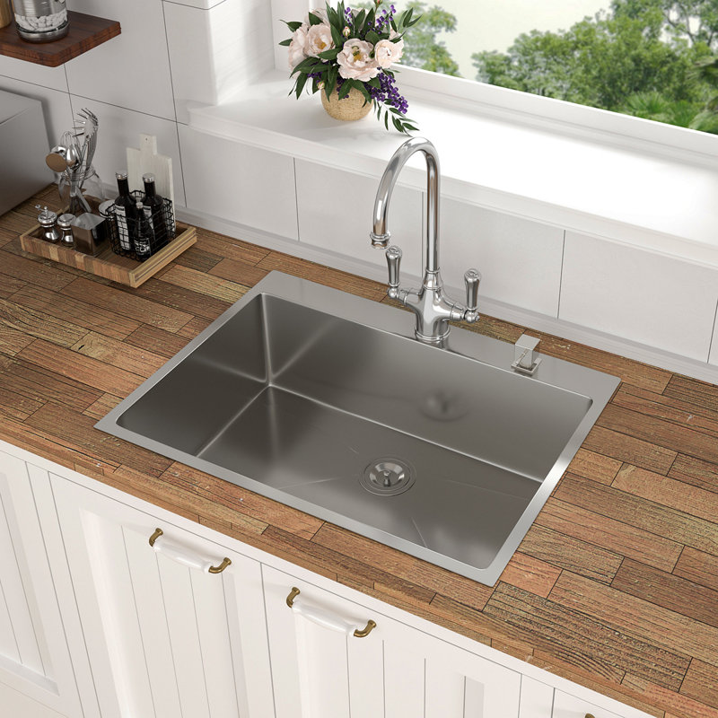 36 X 22 X 9 Inch Kitchen Sink Drop In 16 Gauge Stainless Steel 36" Single Bowl Topmount Kitchen Sink Basin