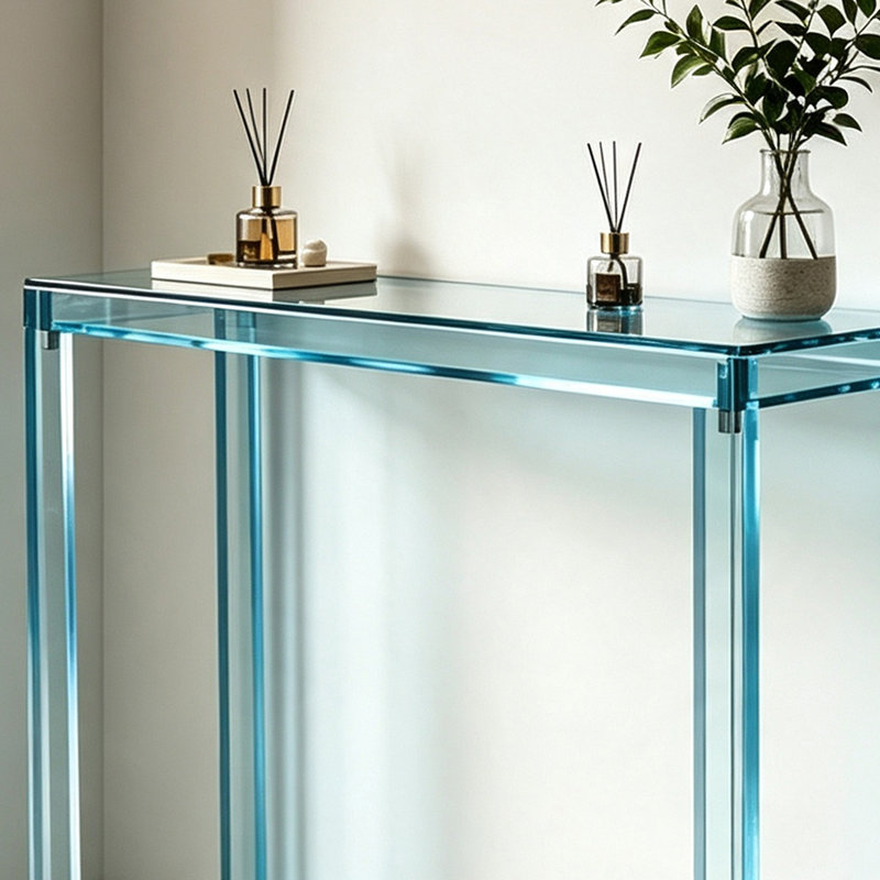 Console de hall d'entrée en U en acrylique, Bleu, Bleu, Bleu, H 31,5 po x l 39,37 po x P 11,81 po