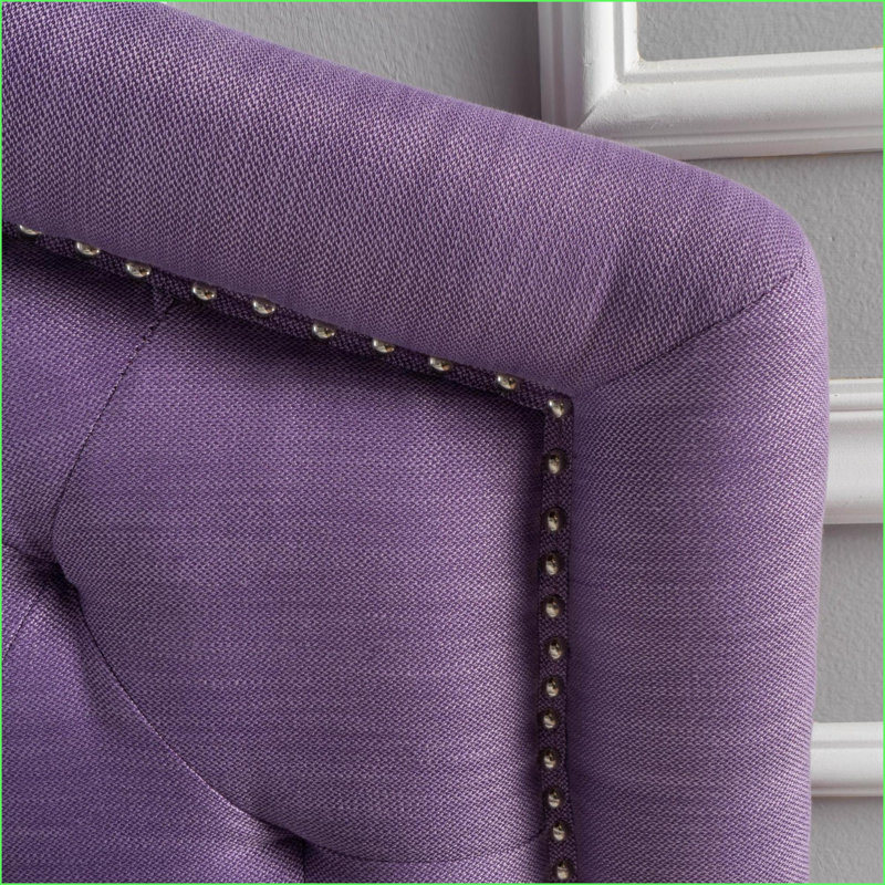 Queen &amp; Full Size Upholstered Headboard – Camelback Silhouette, Button Tufting, Nailhead Accents &amp; Adjustable Legs