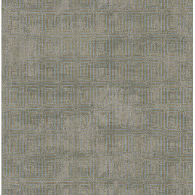 Papier peint à motif géométrique rectangulaire en taupe et bleu fumé Seabrook Designs