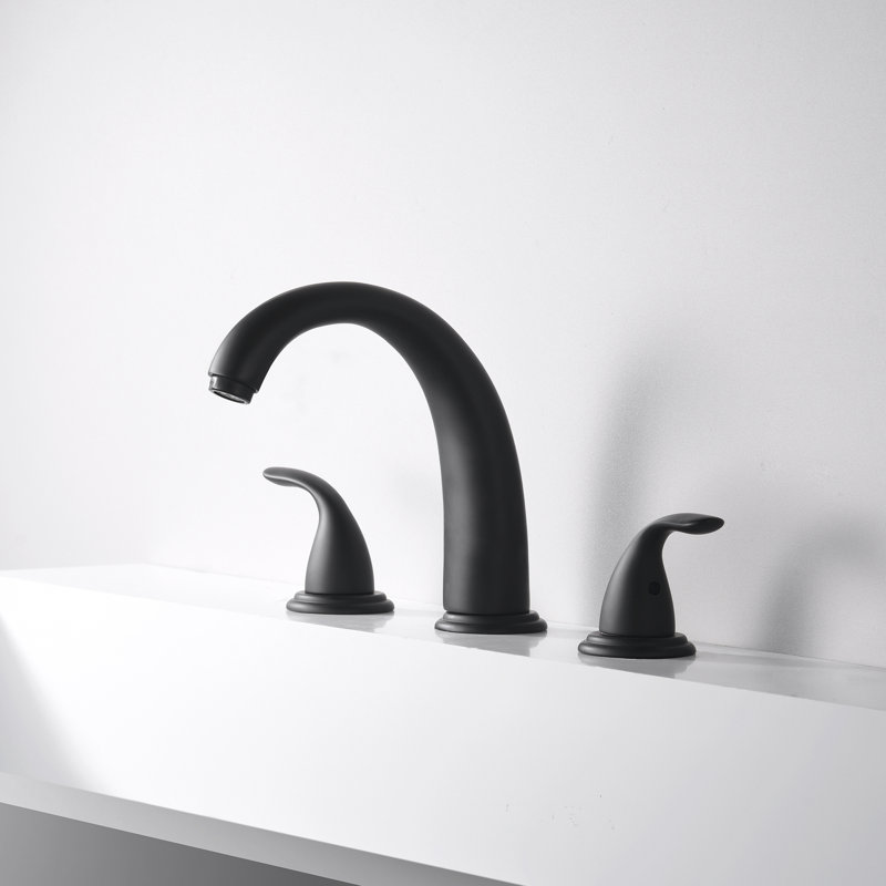 Robinet de baignoire romaine à 2 poignées à 2 poignées, robinet à 3 trous pour salle de bain Sumerain 62169S-CH-XX, Noir mat