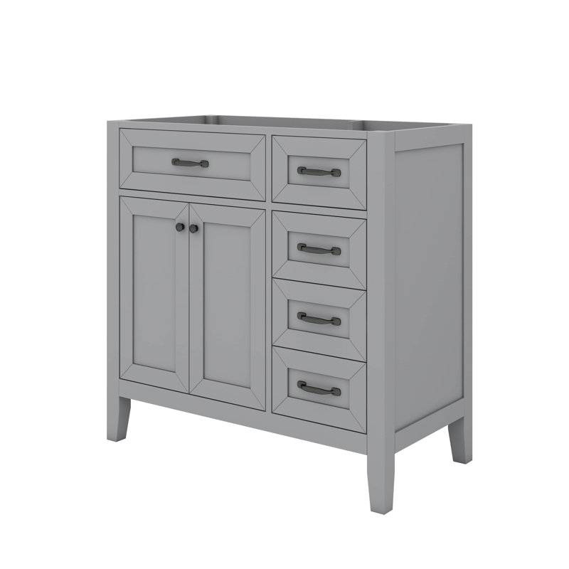 Meuble-lavabo simple 36 po avec tiroirs pratiques, Gris, Noir